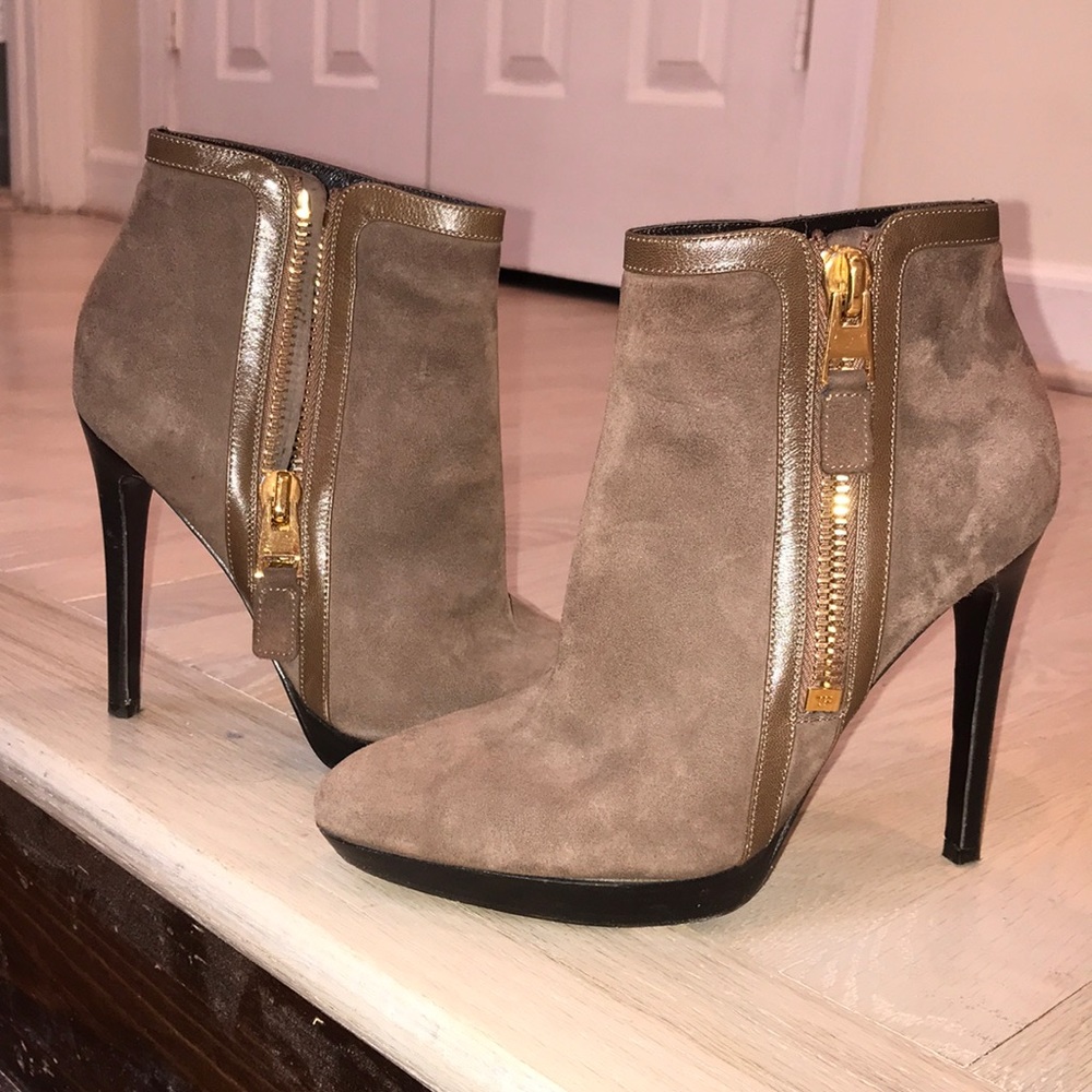 Tom Ford Side Zip Brown Stiletto Booties